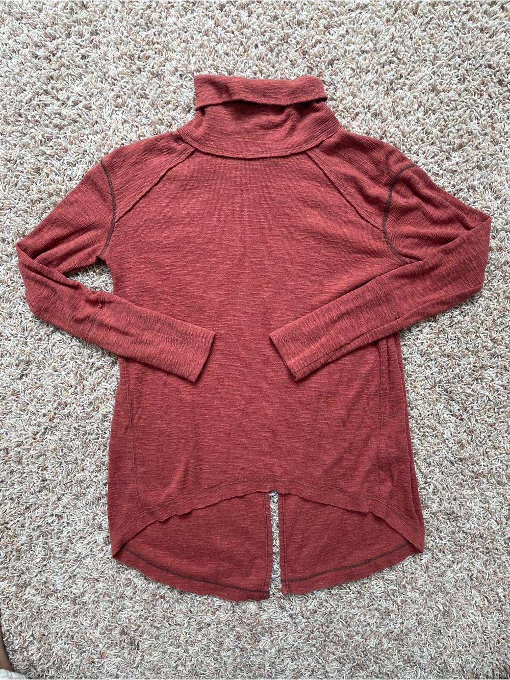Free People Women Rust Tailed Turtleneck Long Sleeve Size S Fall High Low Fall
